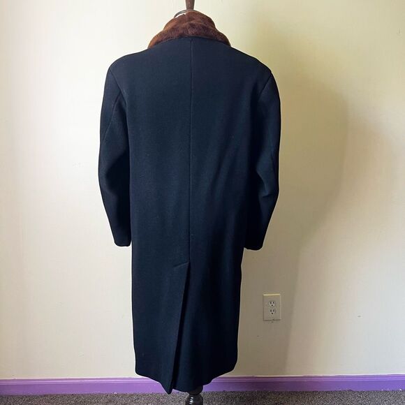 Vintage 1940s Simpson Piccadilly Wool Coat Double Breasted Faux Fur Shawl Collar - Picture 4 of 14